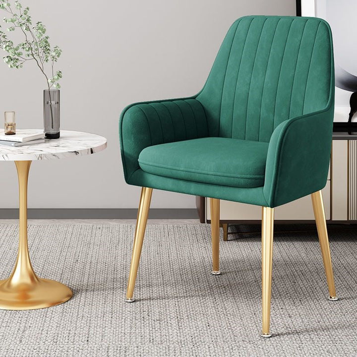 Sophisticated modern accent chair with gold legs for a luxurious feel.