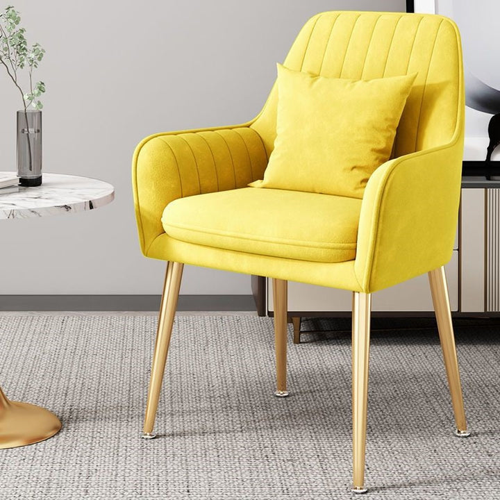 Gold-legged elegant chair, perfect for adding a stylish touch to your office lounge.