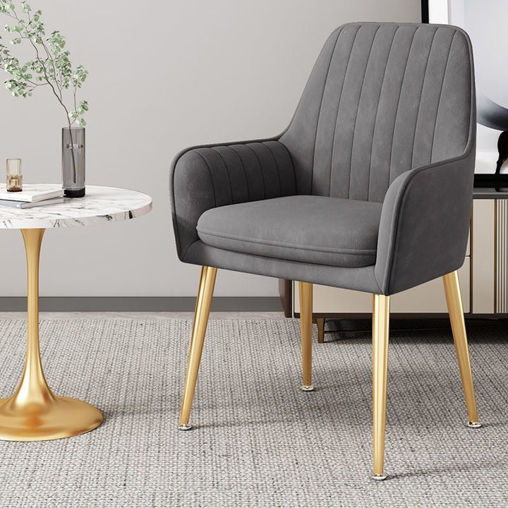 Chic office lounge chair, modern design, sturdy gold legs, comfortable seating.
