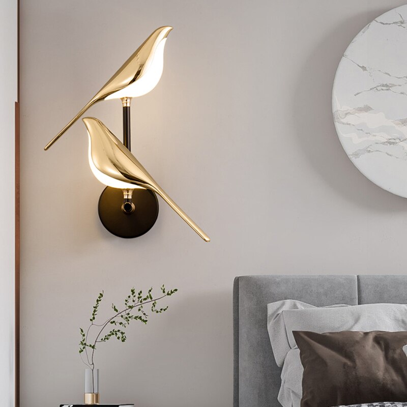 Contemporary LED wall lamp featuring a sleek bird design, enhancing modern home decor with ambient light.