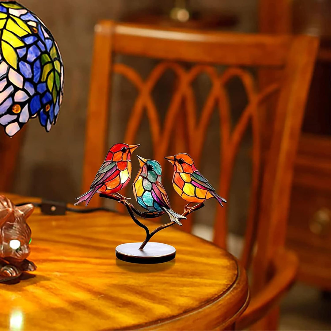 Stylish glass bird sculpture. Modern art decor, perfect for elegant home table accents and gifts.