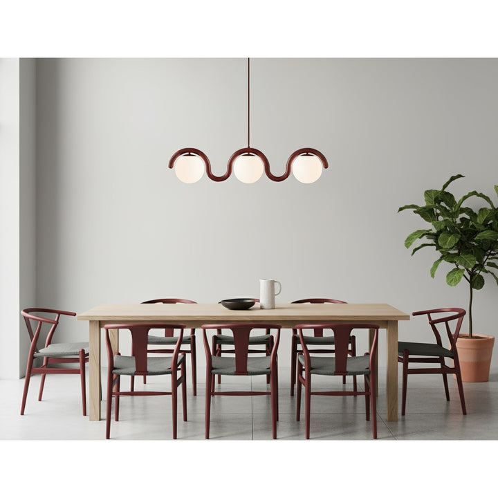 Minimalist linear pendant, versatile living light.