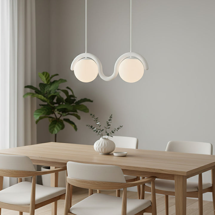 Stylish linear light, contemporary dining solution.