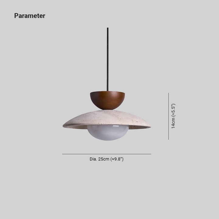 Stylish ceiling light featuring a unique blend of wood, travertine, and glass for modern home decor.