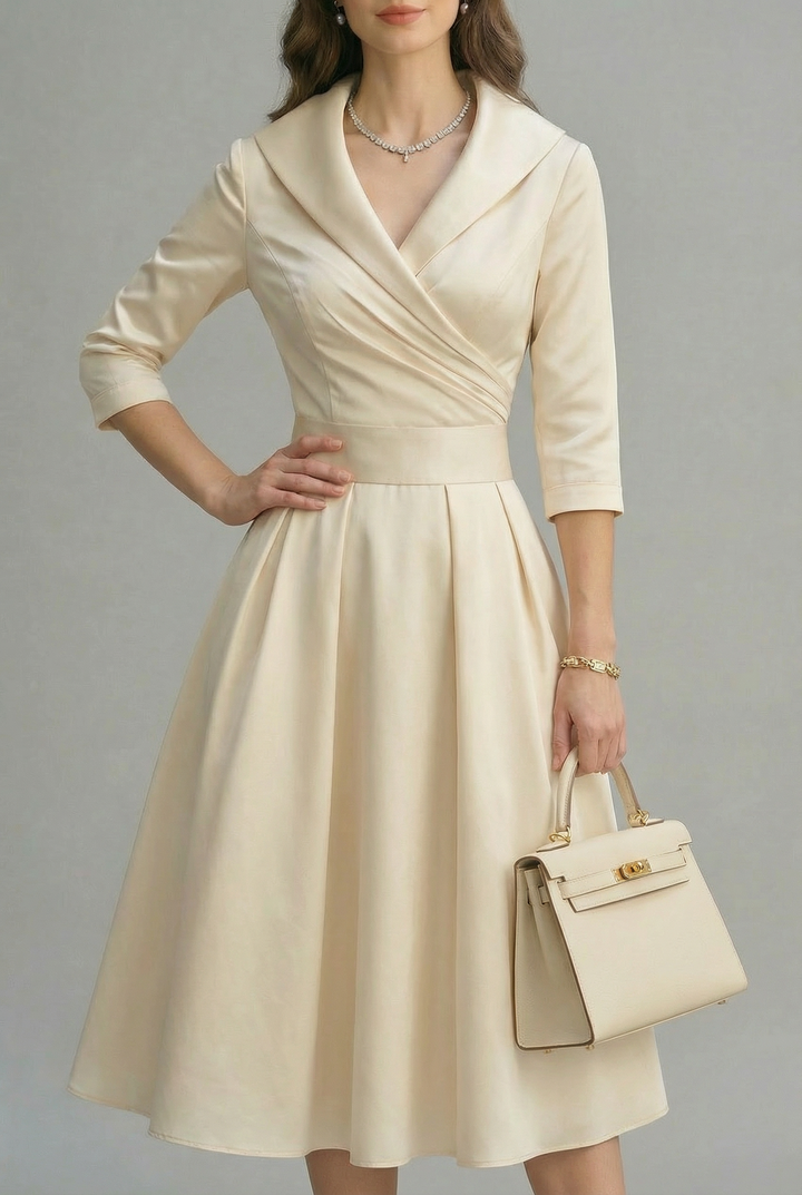 Beautifully tailored wrap midi dress, combining elegance and everyday comfort.