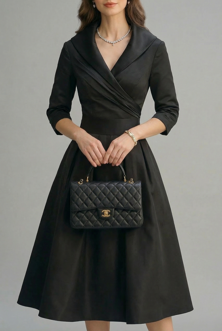 Comfortable three-quarter sleeve midi dress, ideal for versatile styling.