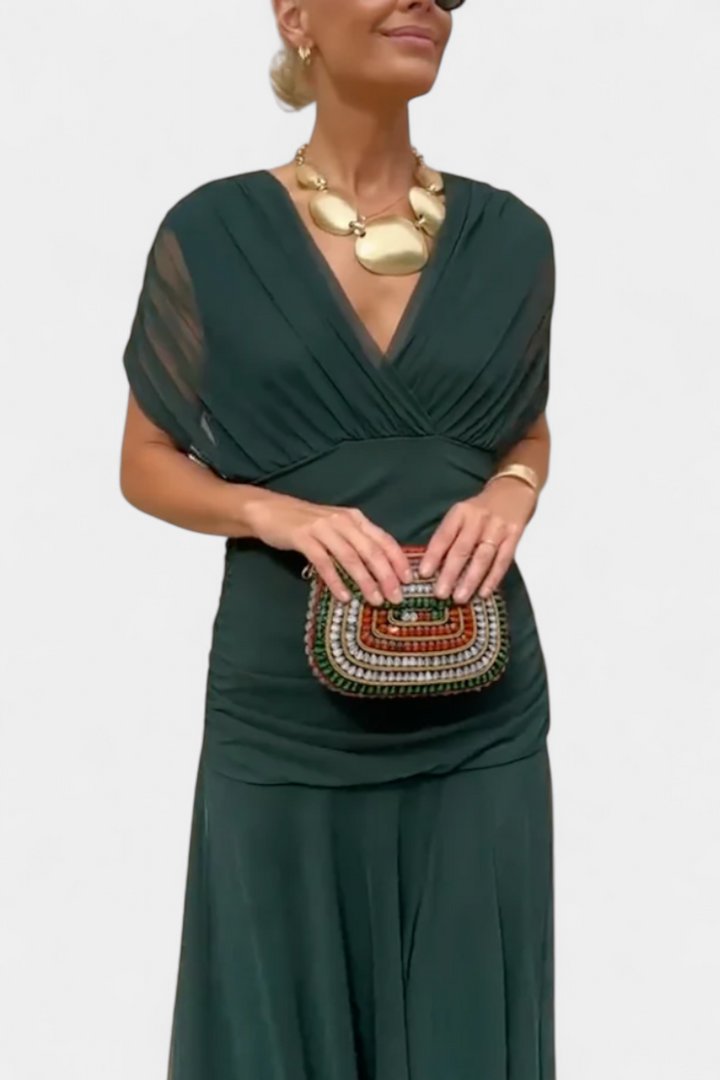 Beautiful women's off-shoulder long dress, perfect for elegant evening parties & celebrations.