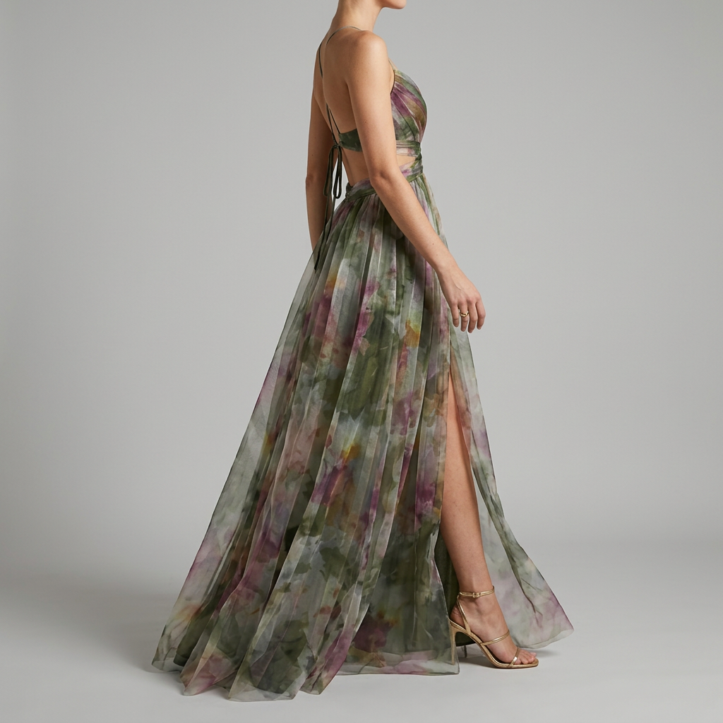 Beautiful long floral maxi dress for women, an elegant wedding guest or party dress. Flowy & comfortable for summer.