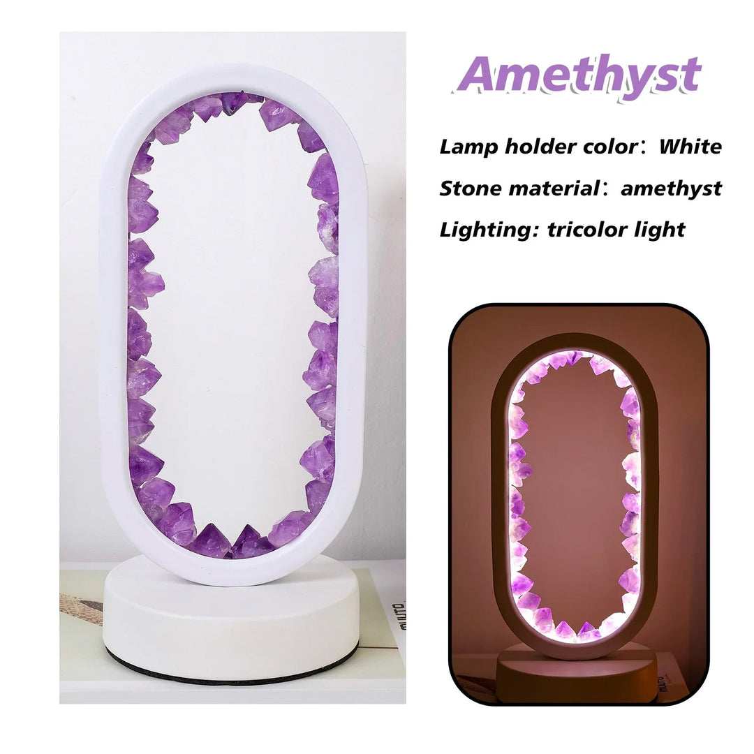 A stylish oval glass table lamp illuminating a modern workspace, ideal for home and office decor.