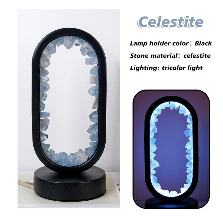 This elegant desk lamp features a unique oval glass design and energy-efficient LED lighting.