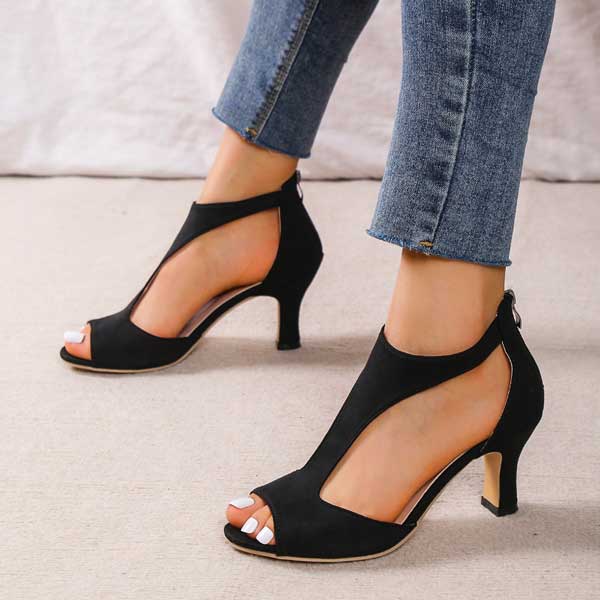 Formal women's orthopedic open toe heels, combining elegance with all-day comfort & stable arch support.