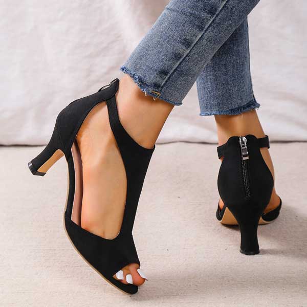 Comfortable elegant open toe orthopedic heels for women, with arch support, suitable for party wear.