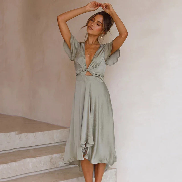 Elegant casual midi dress for women, timeless versatile design for effortless style.