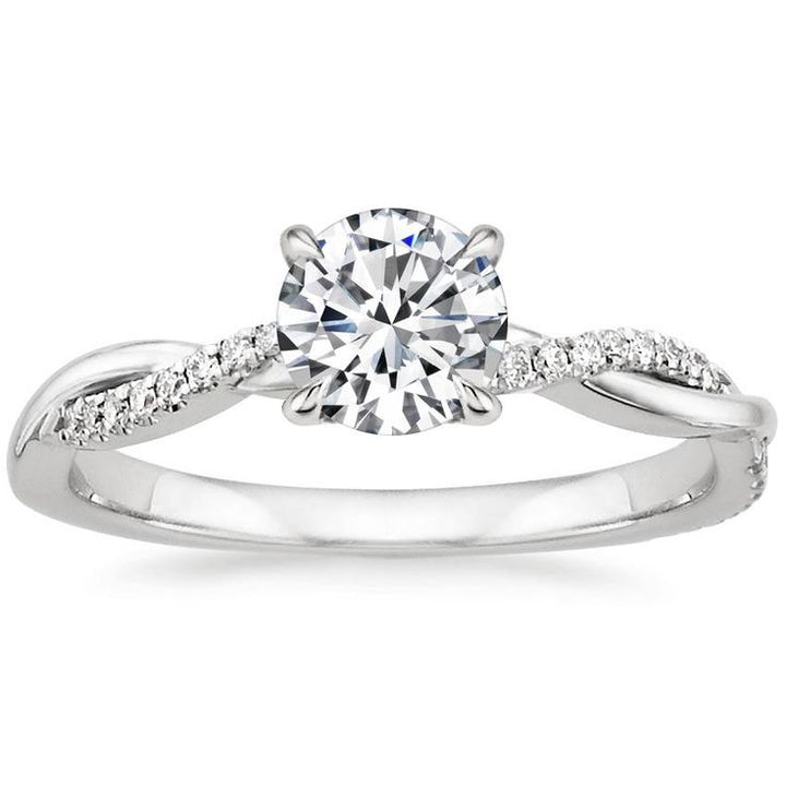 Close-up of a beautiful white gold unique ring, showcasing intricate design details.