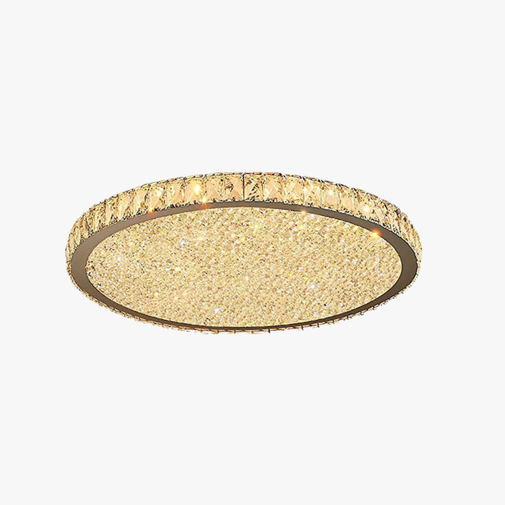 Elegant round crystal LED flush mount ceiling light, perfect modern lighting for living rooms & bedrooms.