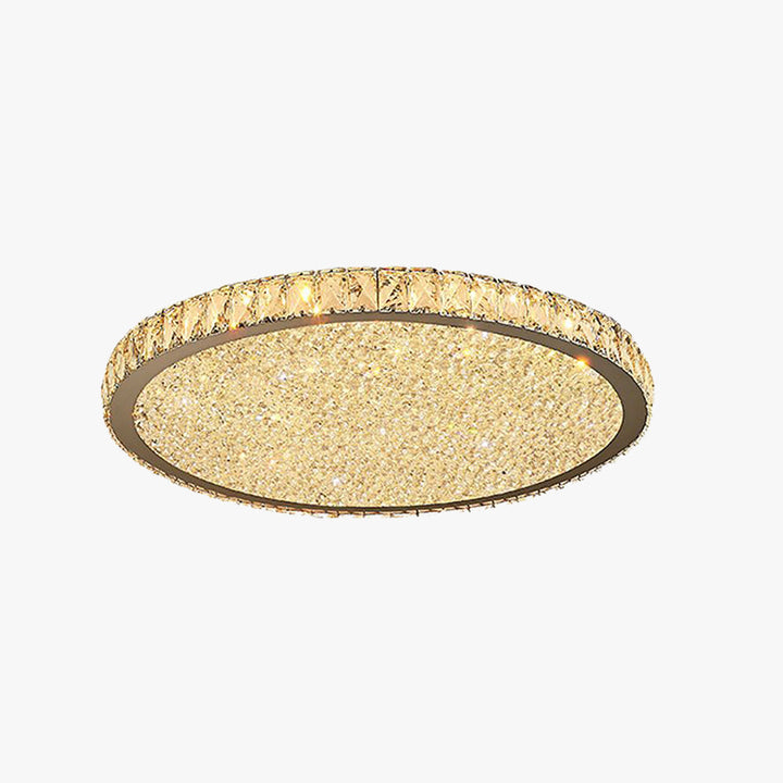 Elegant round crystal LED flush mount ceiling light, perfect modern lighting for living rooms & bedrooms.