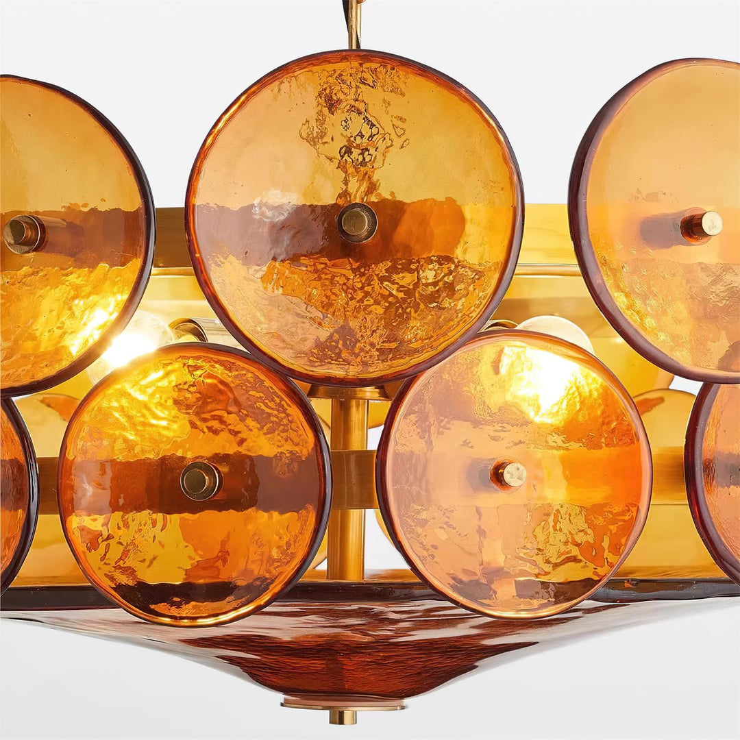 Functional yet elegant round glass chandelier providing ambient lighting.