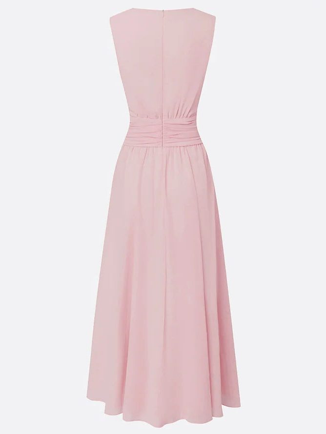 Women's formal ruched maxi dress, A-line cut, for special events.
