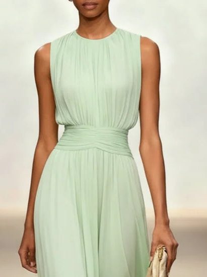 Chic A-line ruched summer dress, women's special occasion wear.