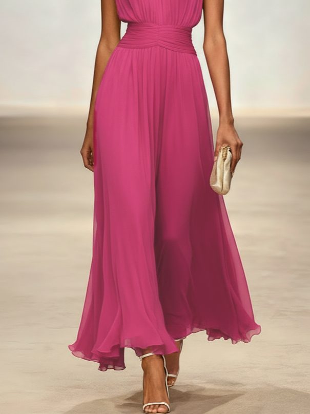 Elegant ruched A-line party dress for women's special events.