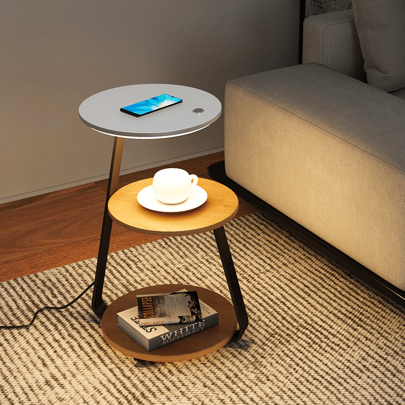 Functional bedroom end table, chic design with dual shelves for display & clutter-free storage.