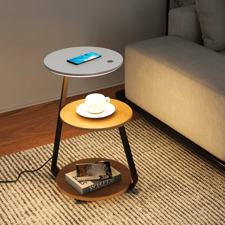 Functional bedroom end table, chic design with dual shelves for display & clutter-free storage.