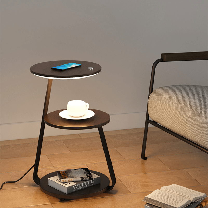 Elegant living room accent table, providing ample storage and display space on two tiers.