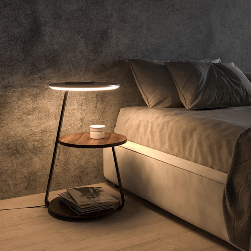 Luxurious end table featuring two storage tiers, ideal for contemporary bedroom furniture.