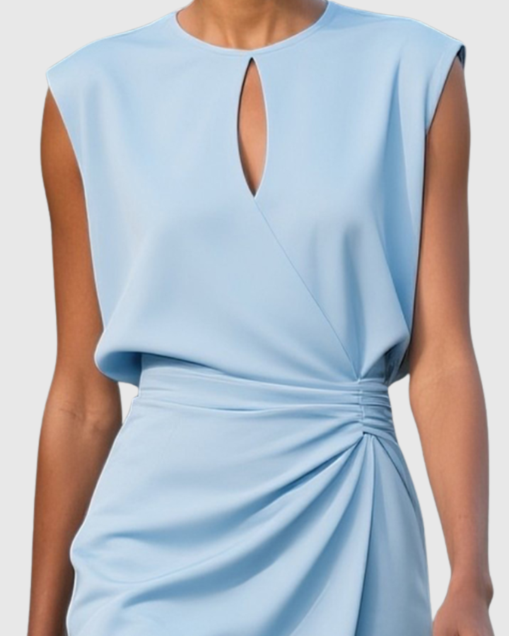 Flattering black sleeveless midi dress for women, a versatile and elegant choice for any occasion.