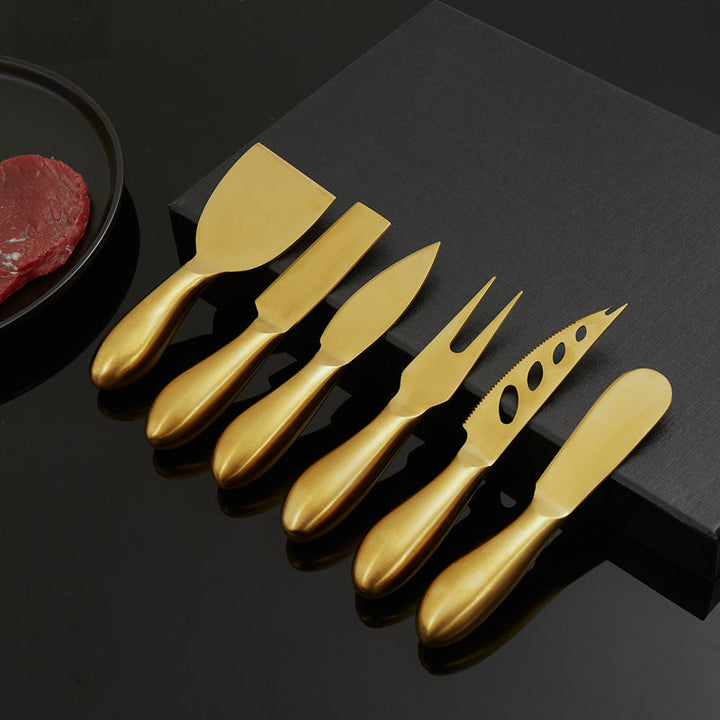 Stylish stainless steel cheese knife collection, perfect for foodies and entertaining.