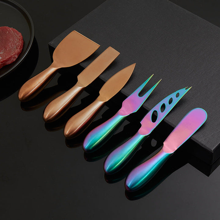 Durable stainless steel cheese knife set, ideal kitchen tools for serving.