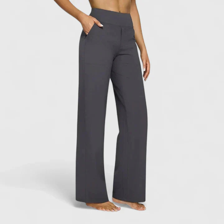Stylish elegant straight leg women's trousers paired with a blazer for workwear fashion.