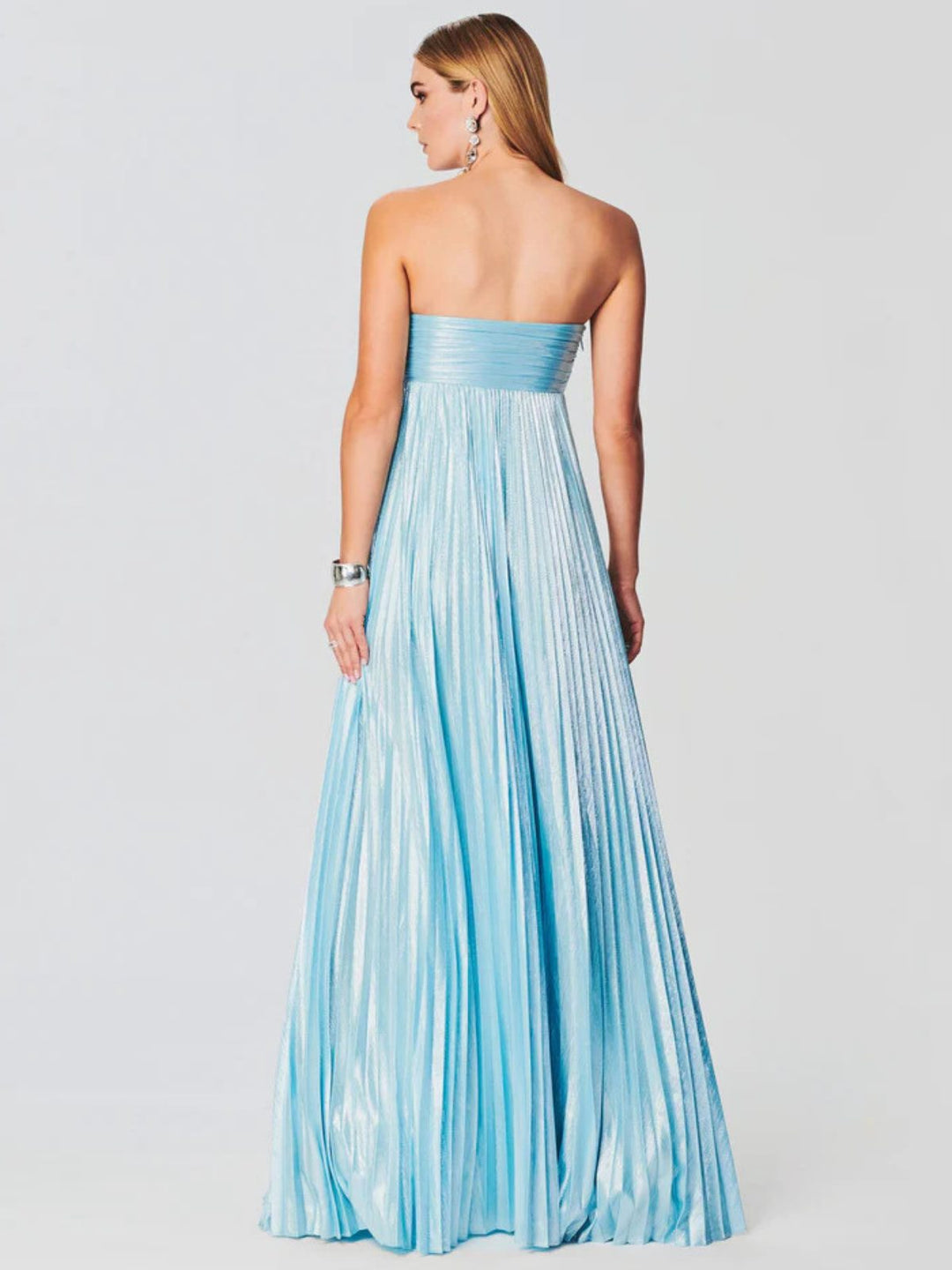 Sophisticated women's strapless maxi gown, chic for special occasions & formal wear.