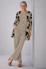 Taupe with black print