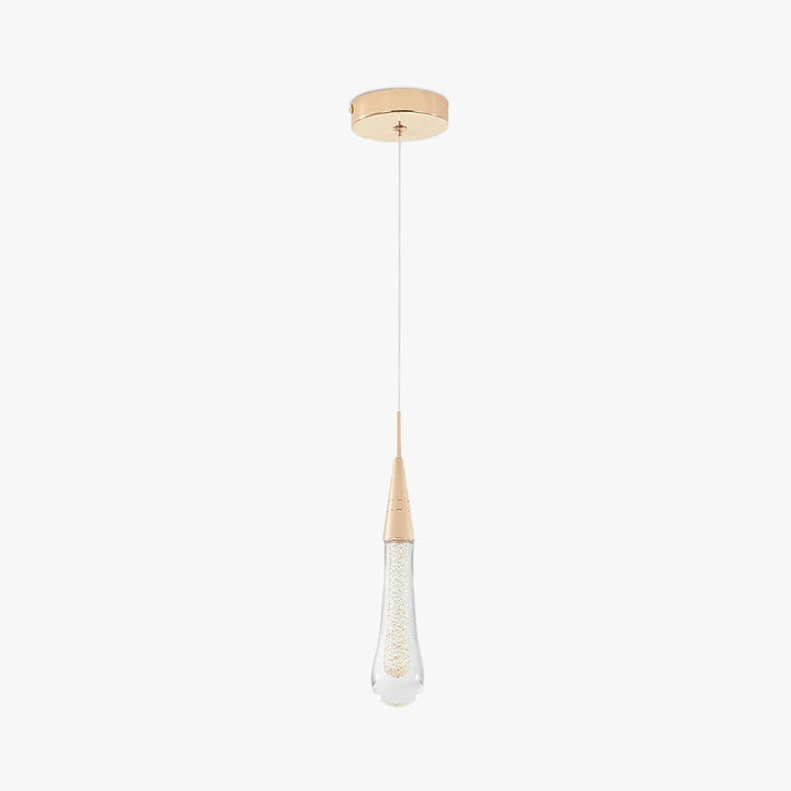 Elegant teardrop crystal pendant light, perfect modern decor for living room or bedroom.