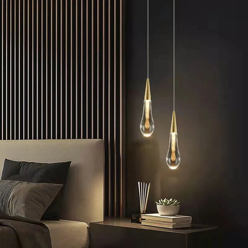 Beautiful teardrop crystal pendant light, ideal elegant lighting for modern home decoration.
