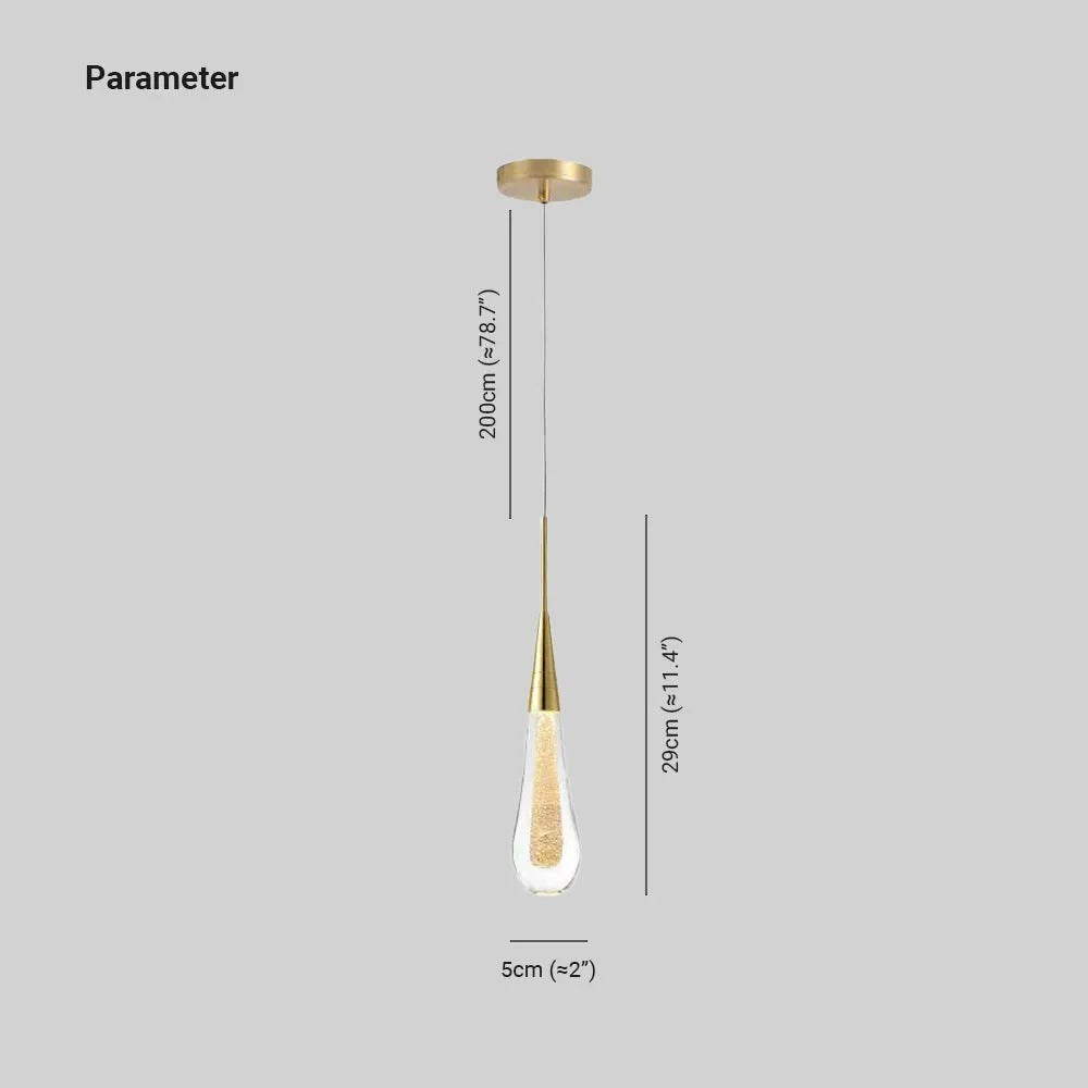 Designer teardrop crystal pendant light, luxurious LED lighting for sophisticated home decor.