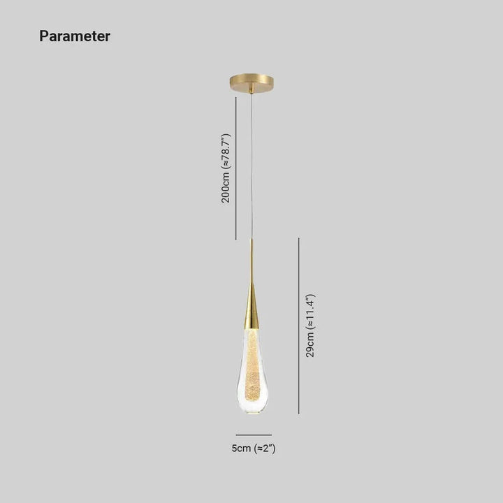 Designer teardrop crystal pendant light, luxurious LED lighting for sophisticated home decor.
