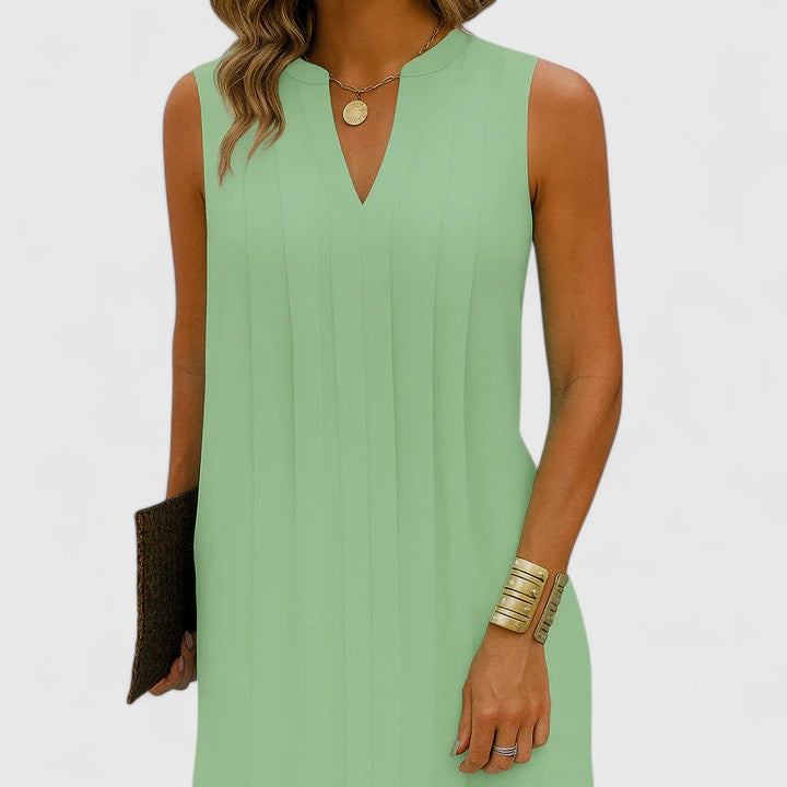 Flattering V-neck midi dress for women, versatile from casual chic to office work wear.