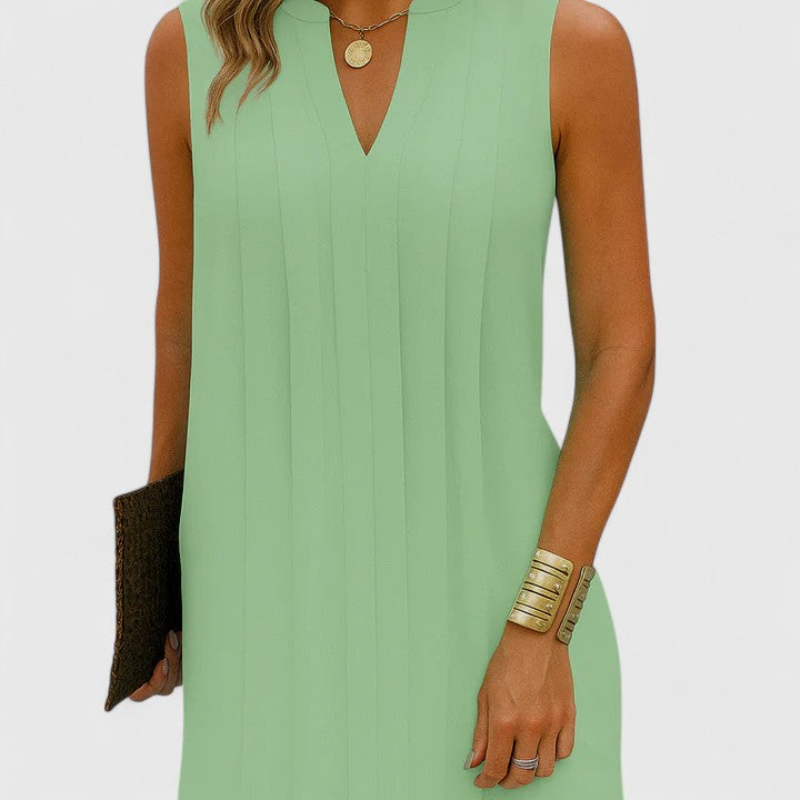 Elegant women's V-neck dress, comfortable day to night style for various spring events.