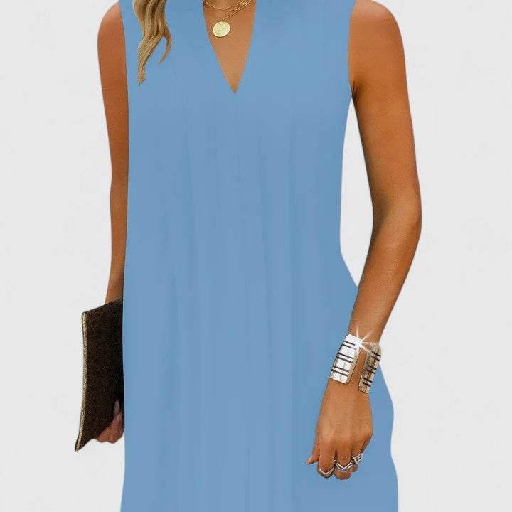 Elegant women's V-neck dress, comfortable and versatile, ideal for spring work wear.