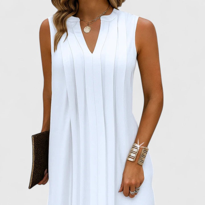 Stylish V-neck midi dress for women, a flattering & comfortable choice for any occasion.