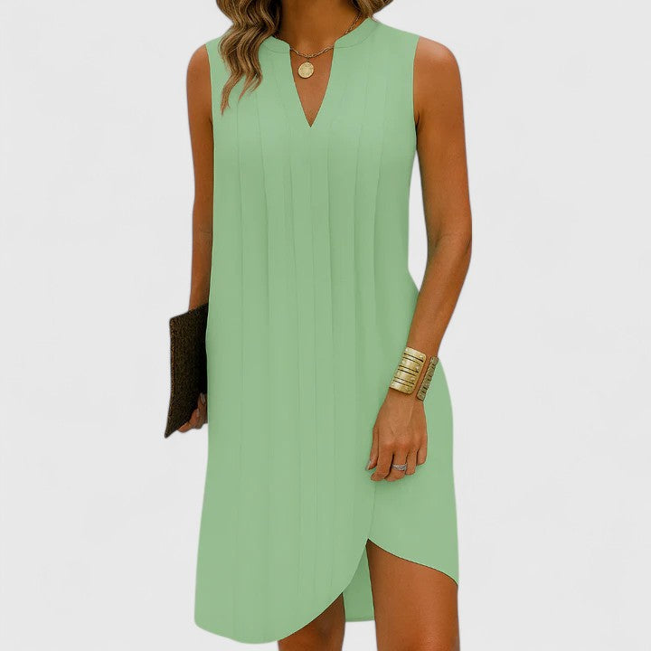 Comfortable women's V-neck dress, elegant design, perfect for spring day to night looks.