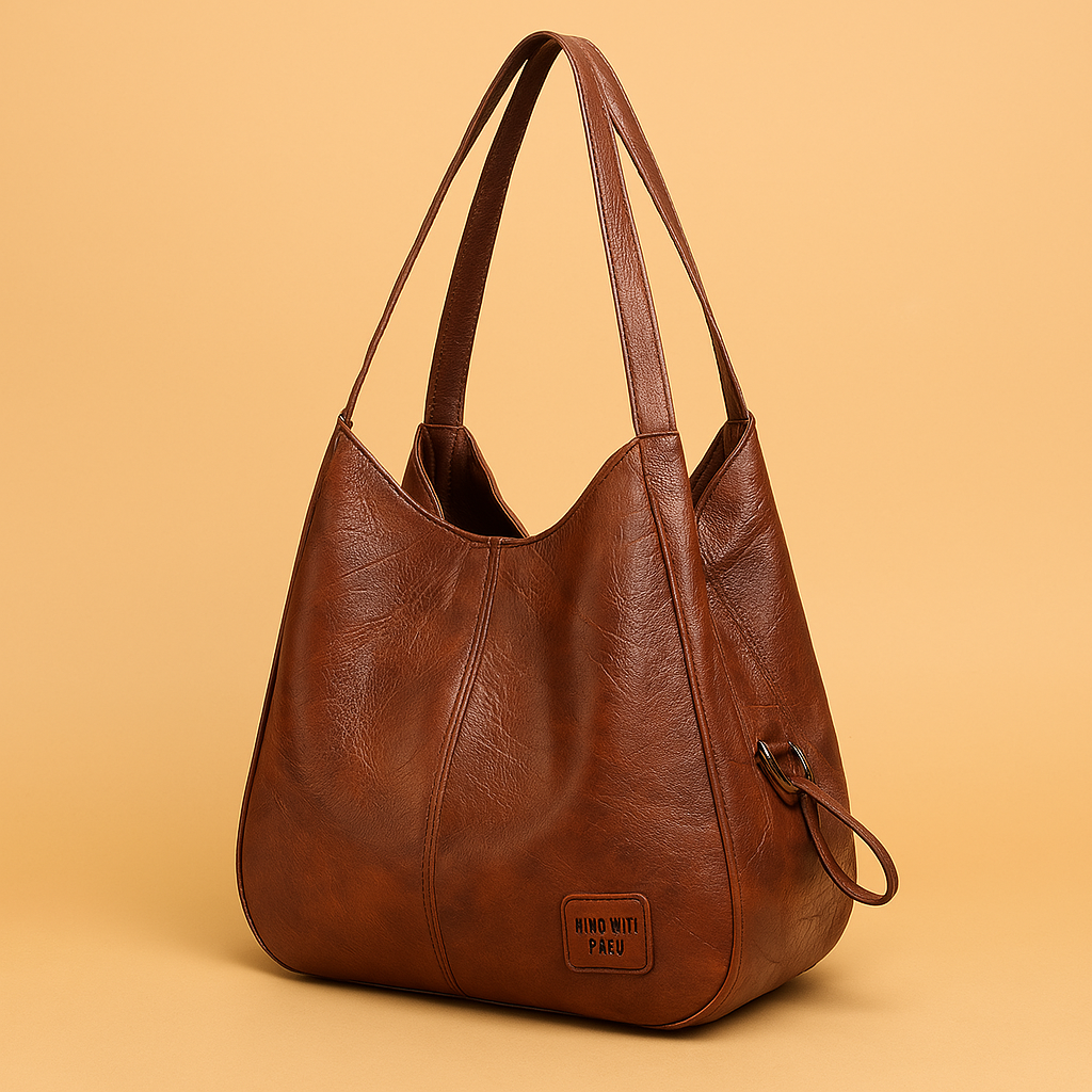 Elegant vintage leather women's handbag set, including a stylish shoulder bag, crossbody, and matching wallet.