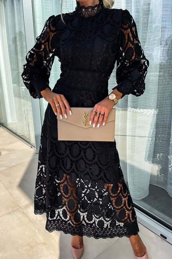 Apricot lace summer midi dress for women. Sophisticated design for formal events, evening wear, or parties.