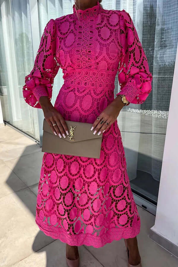 Women's elegant lace summer dress. Midi length, available in white, pink, black, apricot. Perfect for special occasions.