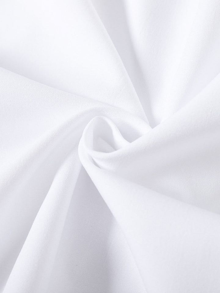 Women's elegant tiered ruffle cuff button up blouse. Stylish ruffle top with flare sleeves, ideal workwear.