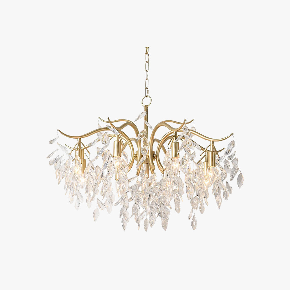 Elegant wisteria flower crystal chandelier, modern luxury ceiling light for refined home decor.