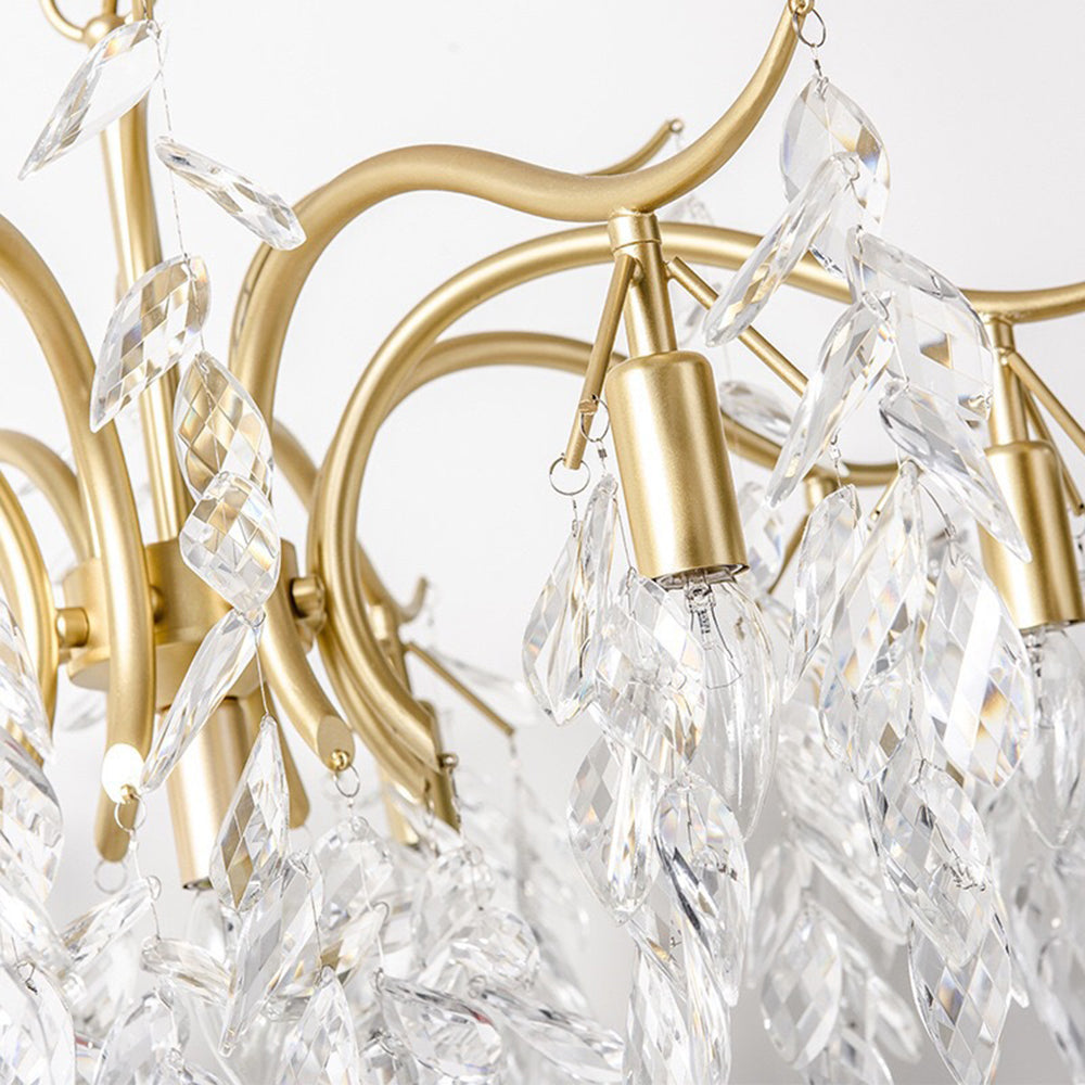 Sophisticated wisteria crystal chandelier in a living room, elegant ceiling light for modern homes.