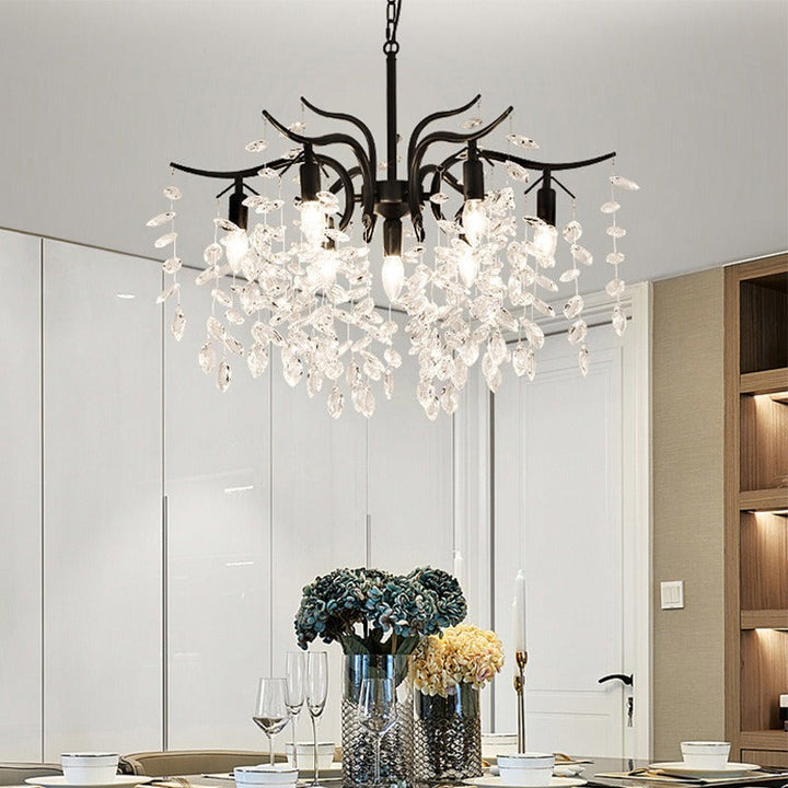 Exquisite wisteria flower crystal chandelier, beautiful elegant lighting fixture for any luxurious room.